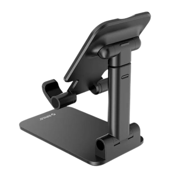 Foldable Aluminum Phone Stand – Adjustable Dual-Hinge Desktop Holder
