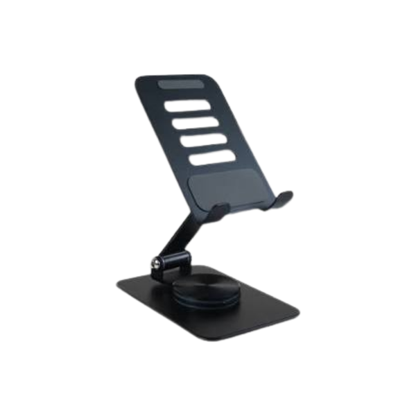 Adjustable Aluminum Phone Stand – Foldable Desktop Holder with 360° Rotating Base