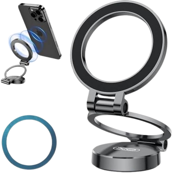 Foldable Magnetic Phone Stand – 360° Rotating Ring Holder
