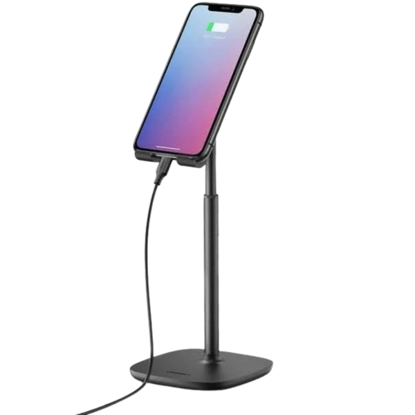 Adjustable Height Phone Stand with Cable Management – Desktop Charging Holder