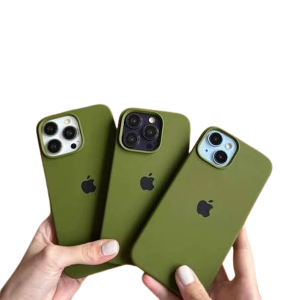 Olive Green Silicone Phone Case – Soft-Touch Case with Lining